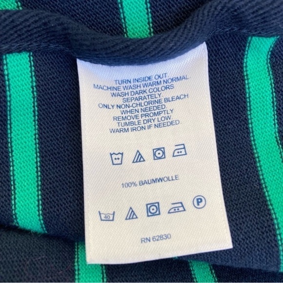 Lands’ End Nautical Blazer Zip-up Jacket Kelly Green & Navy Blue Striped Sz 10 - Picture 12 of 15